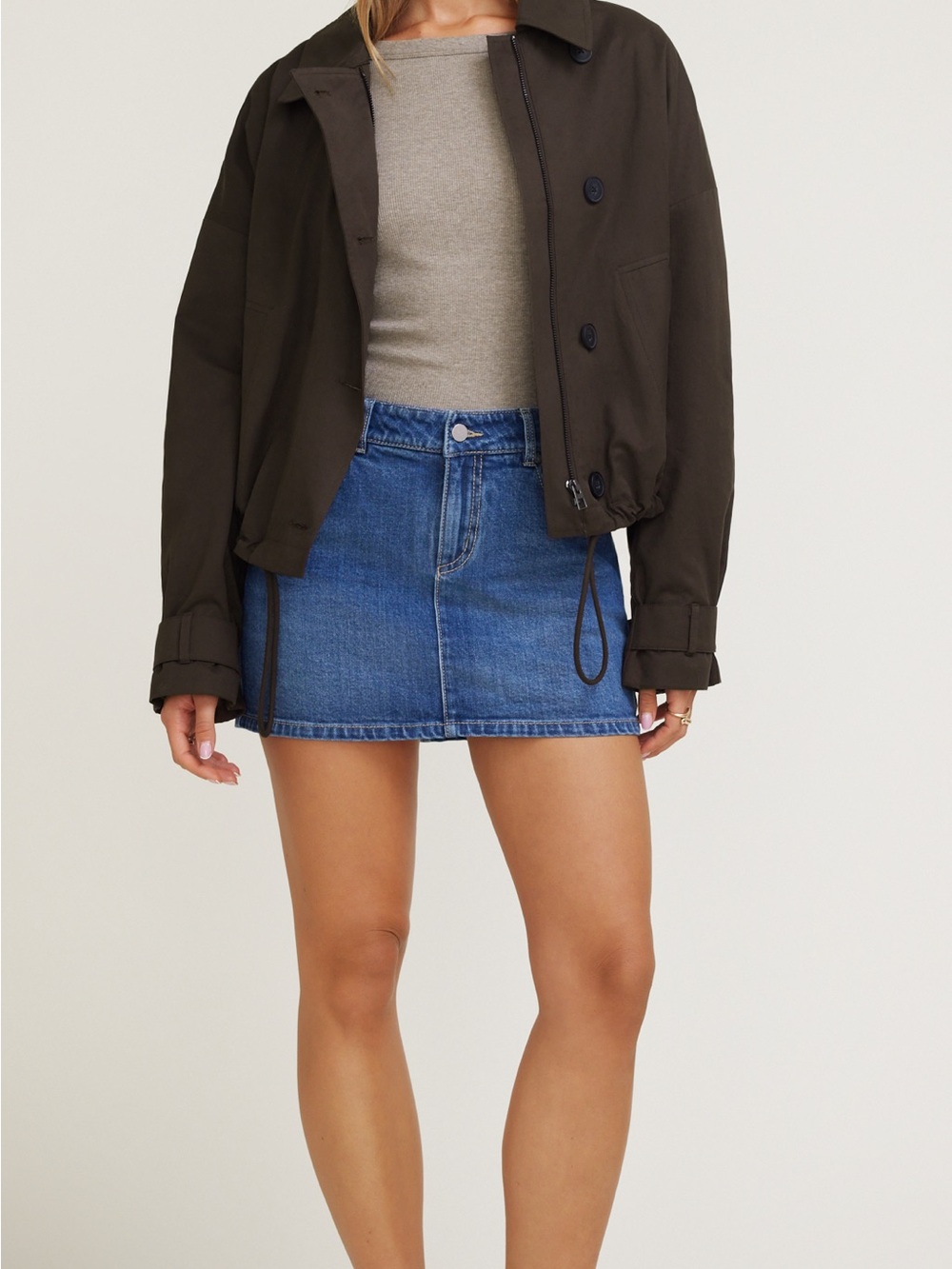 Dynamite Gia Denim Mini Skort Medium Dark Indigio/Lagoon
